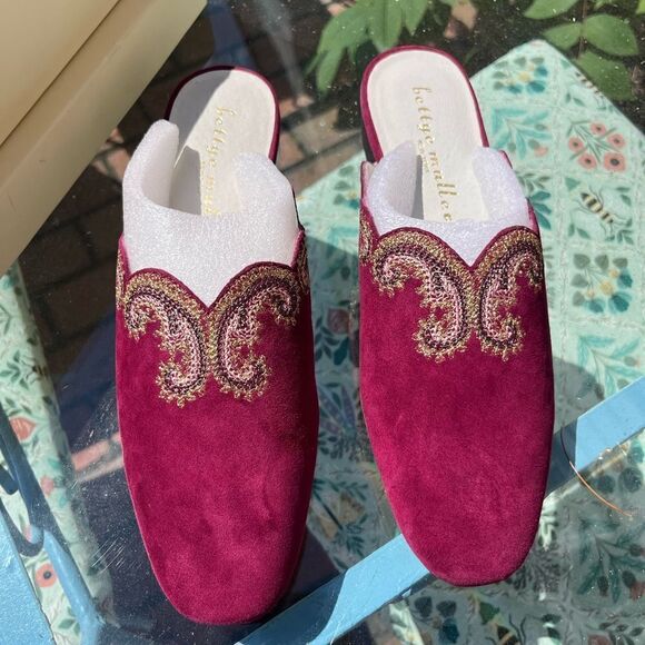 Anthropologie Bettye Muller Fortune Embroidered Suede Mules NIB - Picture 5 of 10